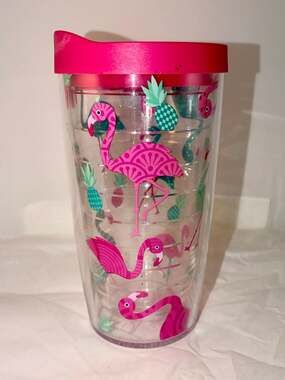 Tervis 16oz Flamingo and Pineapple Pattern Insulated Tumbler with Pink Lid